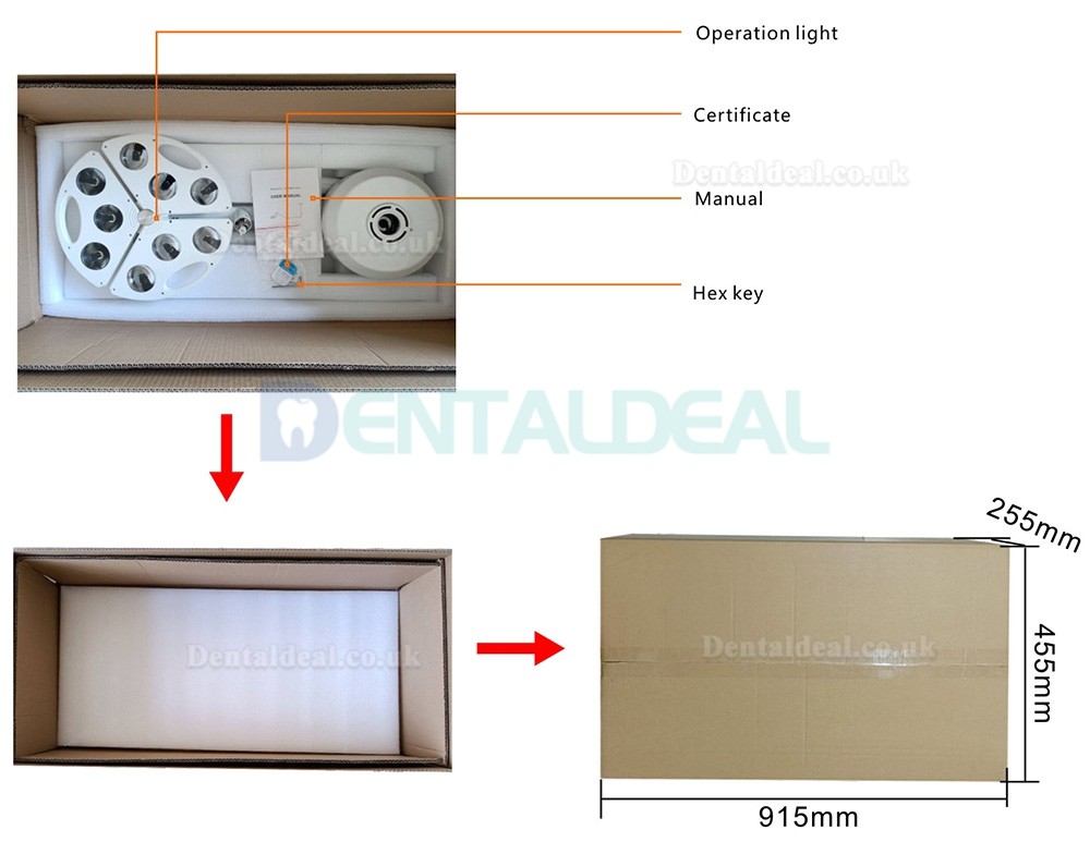 KWS KD-2012D-5 90W Ceiling-Mounted Dental Surgical Light Shadowless LED Surgery Lamp